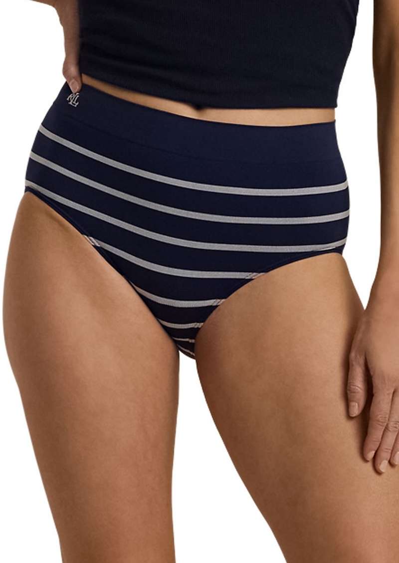 Lauren Ralph Lauren Seamless Striped Jersey High-Rise Brief Underwear, 4L0094 - Navy