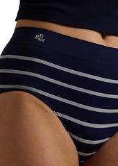 Lauren Ralph Lauren Seamless Striped Jersey High-Rise Brief Underwear, 4L0094 - Navy