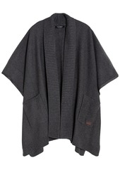 Lauren Ralph Lauren Shawl Collar Knit Ruana with Pockets - Charcoal Heather