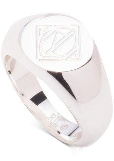Lauren Ralph Lauren Silver-Tone Deco Logo Ring - Silver