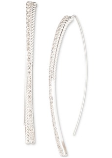 Lauren Ralph Lauren Silver-Tone Pave & Rope Chain Twist Threader Earrings - White