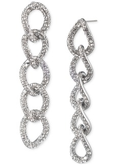 Lauren Ralph Lauren Silver-Tone Pave Link Linear Drop Earrings - Crystal Wh