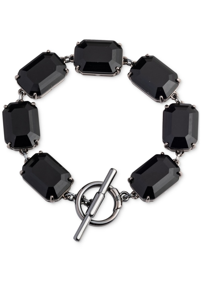 Lauren Ralph Lauren Silver-Tone Rectangle Stone Flex Bracelet - Black