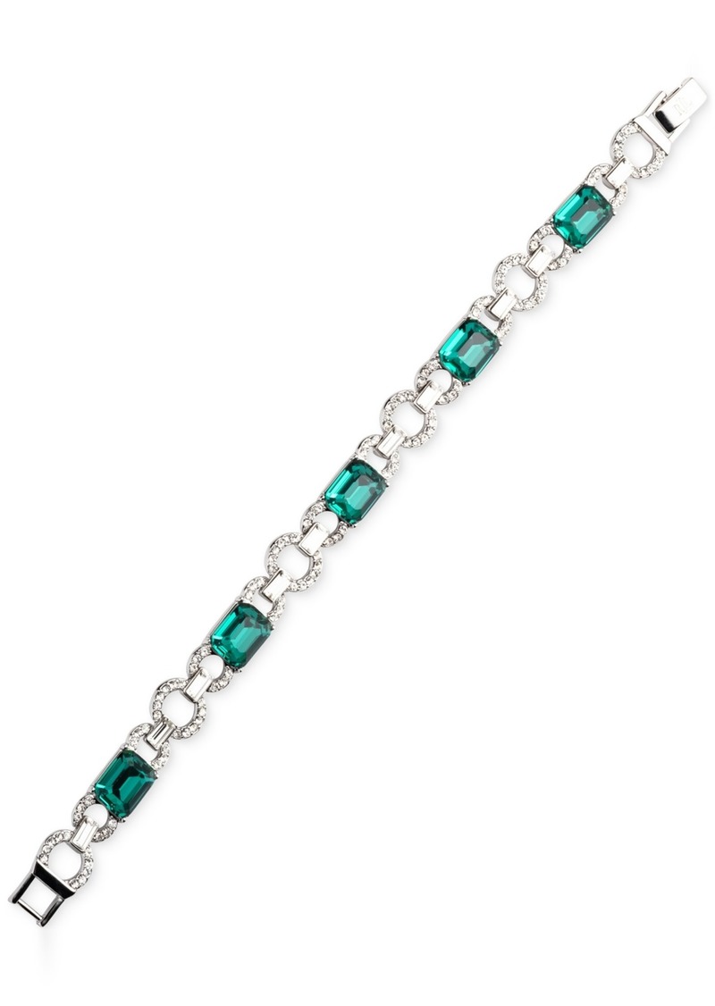 Lauren Ralph Lauren Silver-Tone Rectangle Stone Flex Bracelet - Green