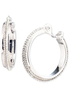 "Lauren Ralph Lauren Silver-Tone Small Pave Hoop Clip-On Earrings, 0.98"" - Crystal Wh"