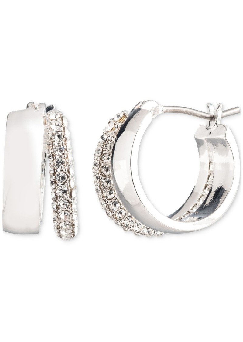 "Lauren Ralph Lauren Small Pave Split-Hoop Earrings, 0.9"" - Crystal Wh"