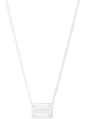 "Lauren Ralph Lauren Sterling Silver Crystal Logo Pendant 15"" Necklace - Crystal Wh"