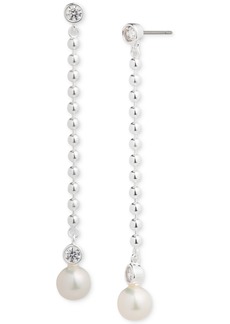 Lauren Ralph Lauren Sterling Silver Freshwater Pearl (6mm) Linear Earrings - White