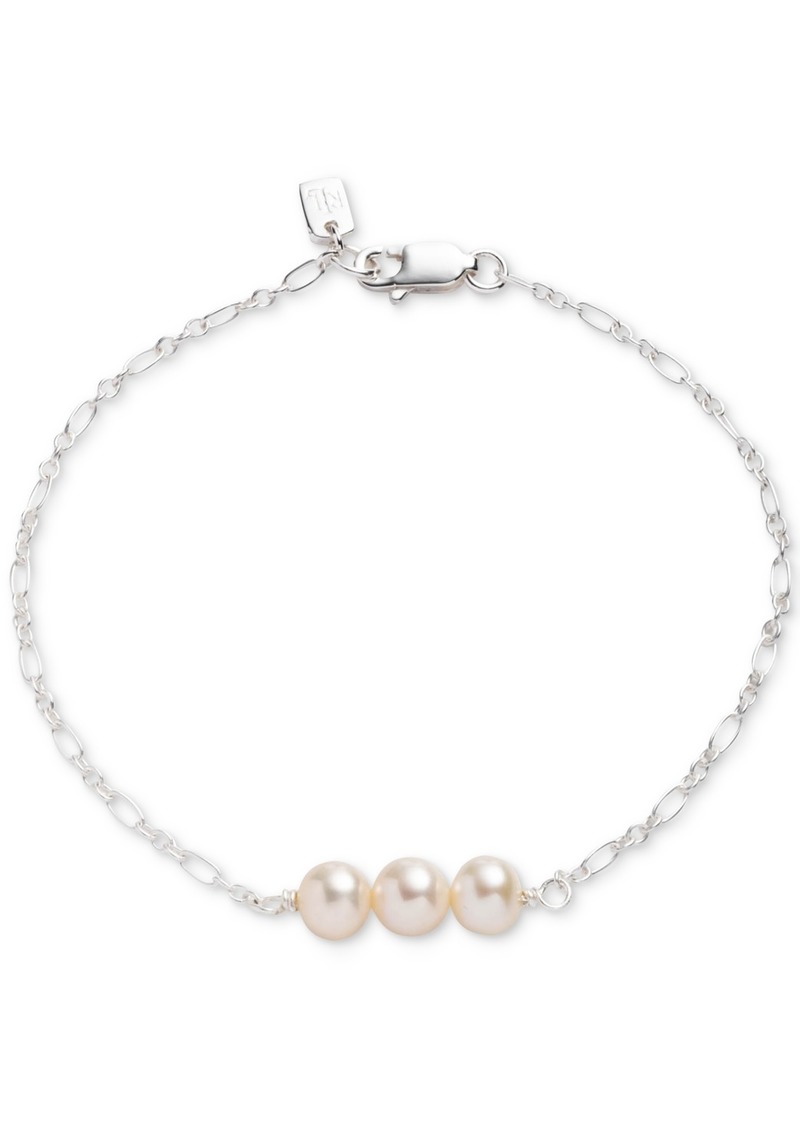 Lauren Ralph Lauren Sterling Silver Genuine Freshwater Pearl Link Bracelet - White