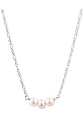 "Lauren Ralph Lauren Sterling Silver Genuine Freshwater Pearl Statement Necklace, 18""+ 3"" extender - White"
