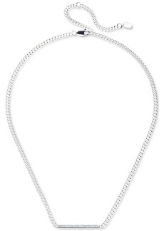 "Lauren Ralph Lauren Sterling Silver Logo-Etched Bar Statement Necklace, 15"" + 3"" extender - Silver"