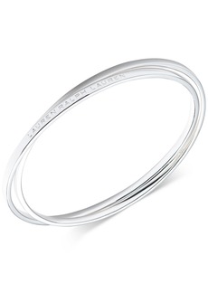 Lauren Ralph Lauren Sterling Silver Logo-Etched Intertwined Bangle Bracelet - Silver