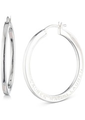 "Lauren Ralph Lauren Sterling Silver Medium Logo-Etched Intertwined Hoop Earrings, 1.4"" - Silver"