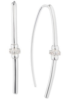 Lauren Ralph Lauren Sterling Silver Pave Rondelle Bead Threader Earrings - Crystal Wh