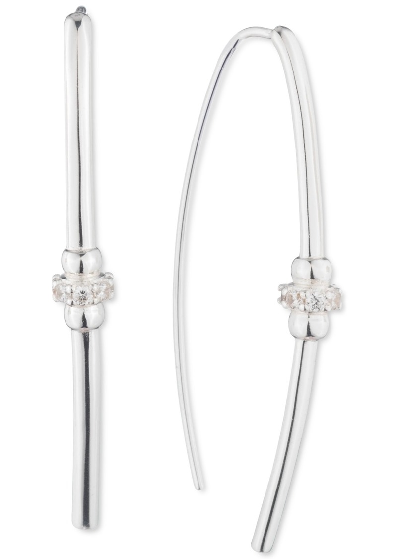 Lauren Ralph Lauren Sterling Silver Pave Rondelle Bead Threader Earrings - Crystal Wh