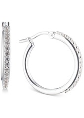 "Lauren Ralph Lauren Sterling Silver Small Pave Hoop Earrings, 0.79"" - Crystal Wh"