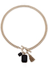 "Lauren Ralph Lauren Stone & Chain Tassel Charm 16"" Pendant Necklace - Black"