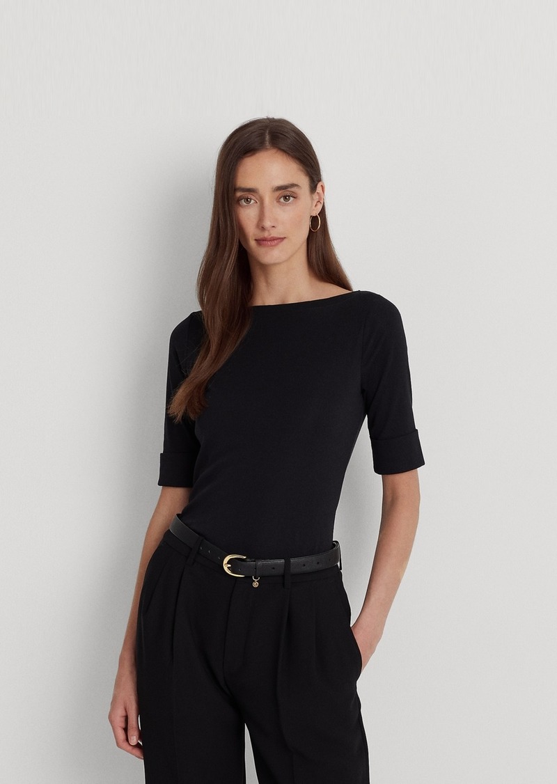 Lauren Ralph Lauren Stretch Boatneck Top, Regular & Petite - Polo Black