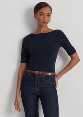 Lauren Ralph Lauren Stretch Boatneck Top, Regular & Petite - Polo Black