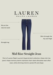 Lauren Ralph Lauren Petite Mid-Rise Straight Jean, Petite & Petite Short Lengths - Ocean Blue Wash Denim
