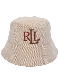 Lauren Ralph Lauren Tacked Logo with Cross Dye Canvas Bucket Hat - Natural, Dark Natural