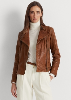Lauren Ralph Lauren Tumbled-Leather Jacket - Dark Walnut