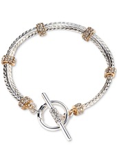 Lauren Ralph Lauren Two-Tone Crystal Rondelle Flex Toggle Bracelet - Crystal Wh