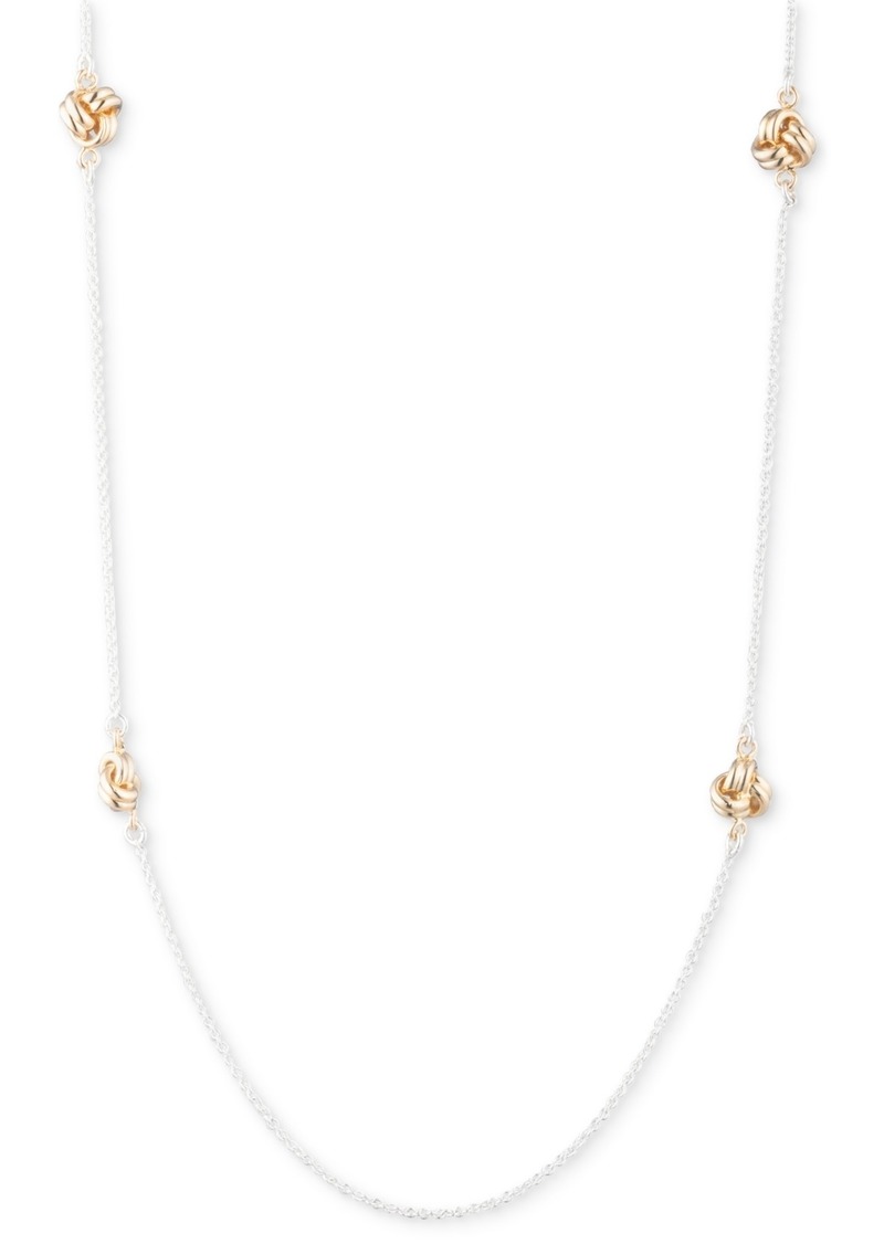 "Lauren Ralph Lauren Two-Tone Knot Station 42"" Strand Necklace - Gold/silve"