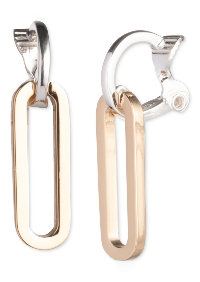 Lauren Ralph Lauren Two-Tone Link Charm Clip-On Hoop Earrings - Gold/silve