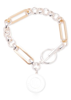 Lauren Ralph Lauren Two-Tone Logo Coin Charm Link Bracelet - Gold/silve