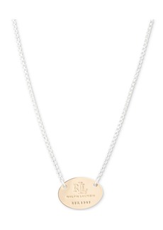 "Lauren Ralph Lauren Two-Tone Logo Pendant Necklace, 17"" + 3"" extender - Gold/silve"