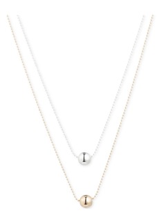 "Lauren Ralph Lauren Two-Tone Two-Row Bead Pendant Necklace, 17"" + 3"" extender - Gold"