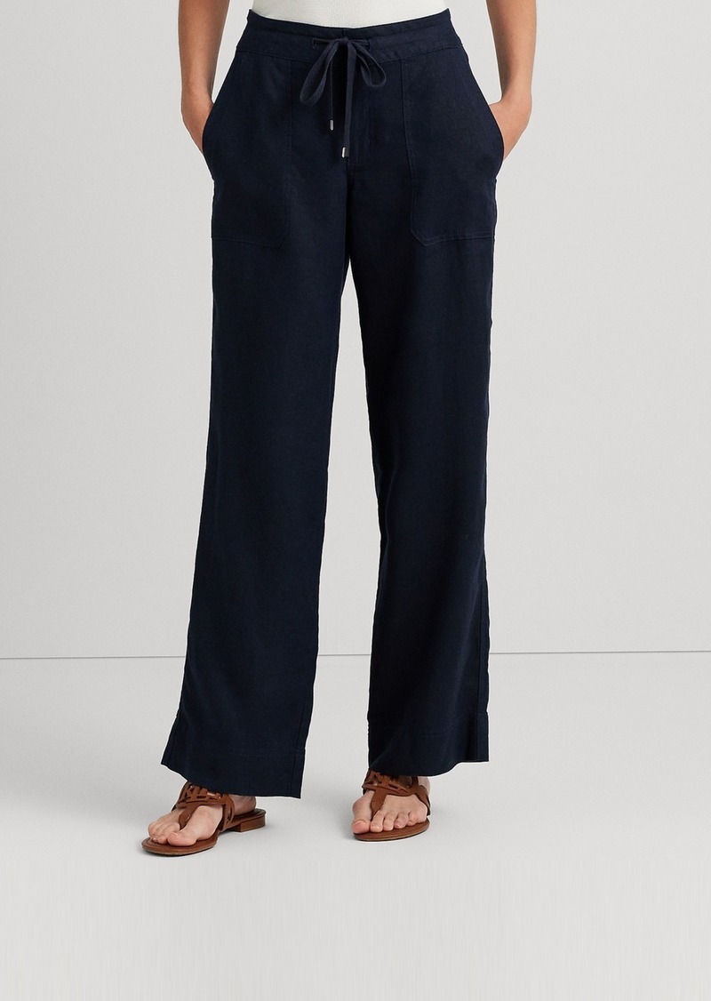 Lauren Ralph Lauren Wide-Leg Linen Pants - Lauren Navy