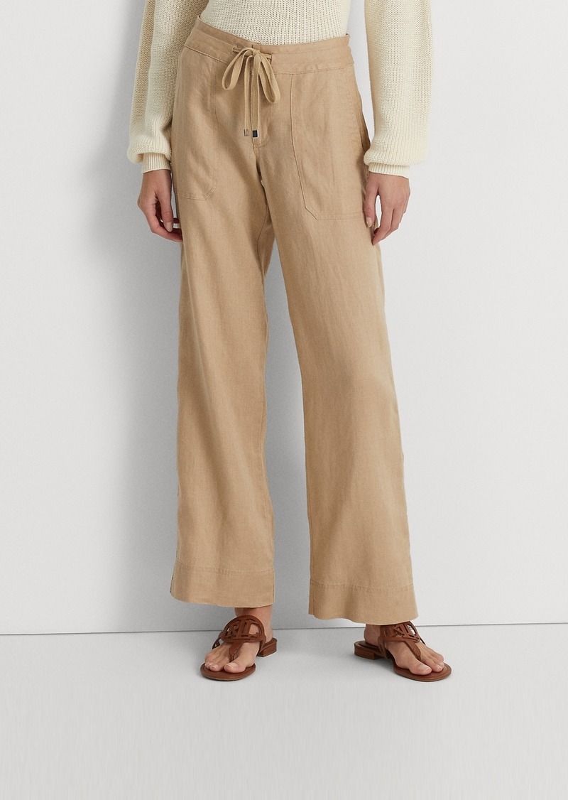 Lauren Ralph Lauren Wide-Leg Linen Pants - Birch Tan