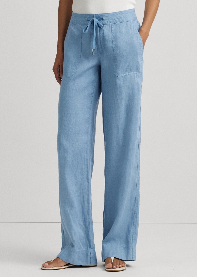 Lauren Ralph Lauren Wide-Leg Linen Pants - Pale Azure