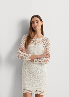 Lauren Ralph Lauren Women's 3/4-Sleeve Lace Sheath Dress - White