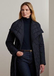 Lauren Ralph Lauren Women's Asymmetric Belted Quilted Coat - Dk Navy