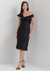 Lauren Ralph Lauren Women's Asymmetric Satin A-Line Dress - Black