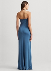 Lauren Ralph Lauren Women's Beaded Halter Jersey Gown - Indigo Dusk