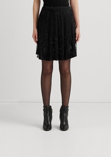 Lauren Ralph Lauren Women's Beaded Mesh A-Line Skirt - Black
