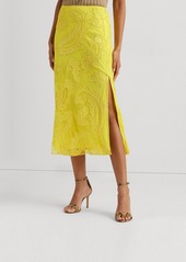 Lauren Ralph Lauren Women's Beaded Mesh Midi Skirt - Lemon Daffodil