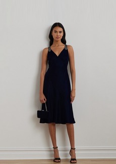 Lauren Ralph Lauren Women's Beaded Velvet Sleeveless Cocktail Dress - Blue