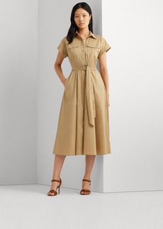 Lauren Ralph Lauren Women's Belted Cotton-Blend Shirtdress - Birch Tan