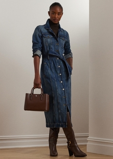 Lauren Ralph Lauren Women's Belted Denim Shirtdress - Blue