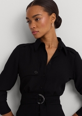 Lauren Ralph Lauren Women's Belted Double-Faced Georgette Shirtdress - Black