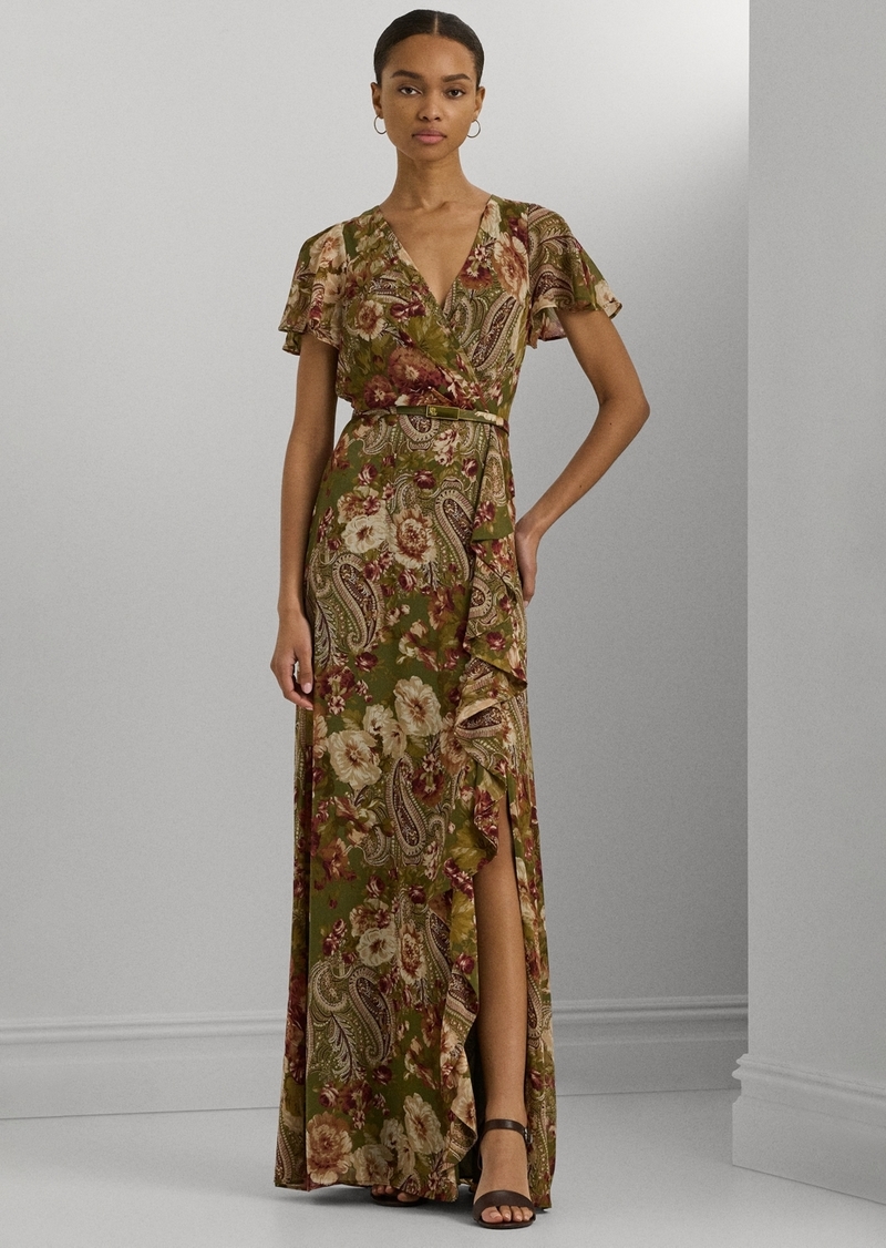 Lauren Ralph Lauren Women's Belted Floral Gown - Farm Olive