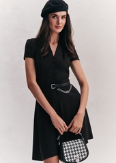 Lauren Ralph Lauren Women's Belted Georgette Short-Sleeve Dress - Black