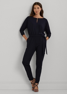 Lauren Ralph Lauren Women's Belted Jersey Dolman-Sleeve Jumpsuit - Navy