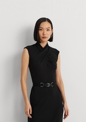 Lauren Ralph Lauren Women's Belted Jersey Mockneck Dress - Black