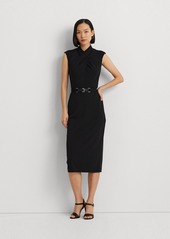 Lauren Ralph Lauren Women's Belted Jersey Mockneck Dress - Black